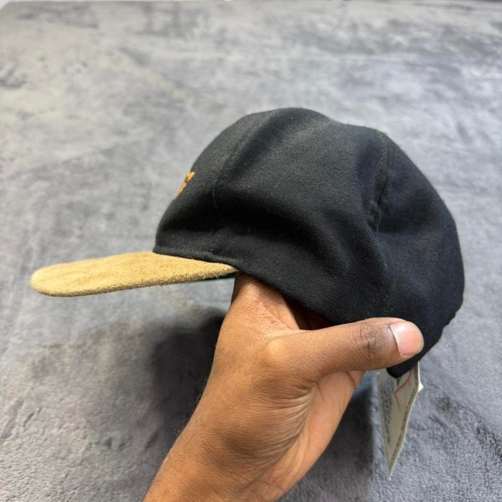 ESPN Hat One Size Black Tan Suede Brim Embroidered Snapback Vintage 90s NWT - Picture 4 of 6